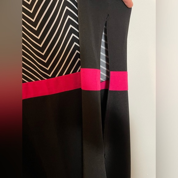 VOIR VOIR Pink Chevron Black & White Sheath Dress Professional Career Size 16 - Picture 9 of 12